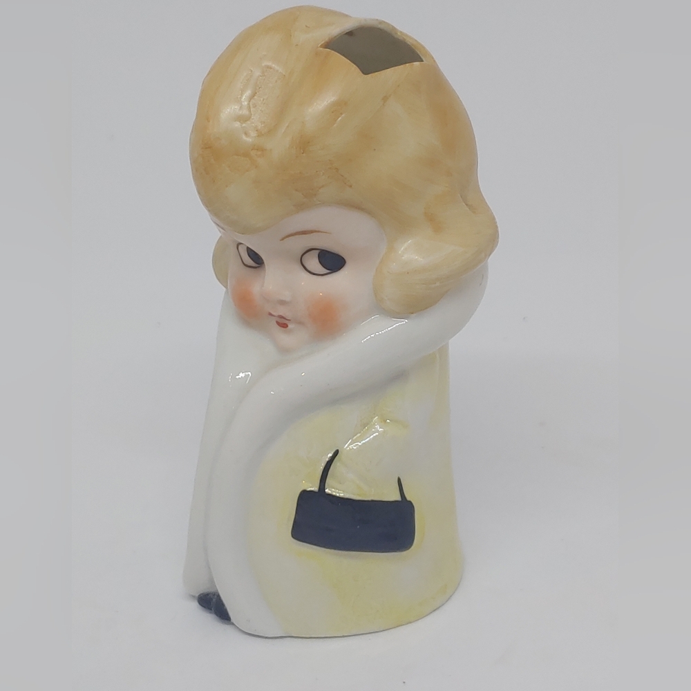 Vintage Porcelain Bisque Doll Brush Holder Kitsch